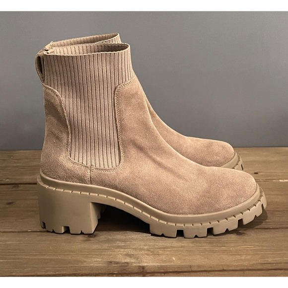 Steve Madden Shoes - Steve Madden Women's Zappa Lug Sole Boots Size 11 Suede Mushroom Beige Ribbed